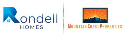 Two logos for real estate companies, Rondell Homes and Mountain Crest Properties.