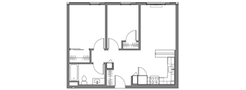 A black and white architectural floor plan of a building.