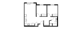 A black and white image of a floor plan for a house.