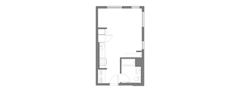 a floor plan of a small house with a bedroom and a living room