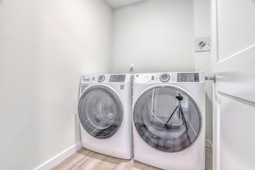 a washer and dryer in a laundry room