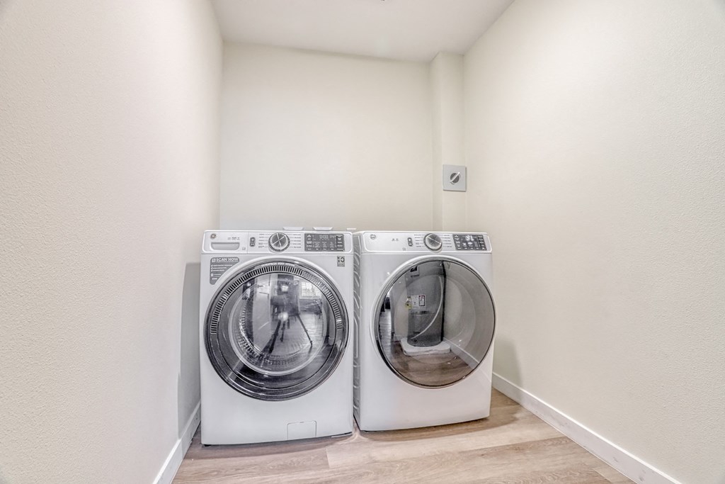 a washer and dryer in a laundry room