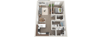 a floor plan of a 1 bedroom apartment at the residences at silver hill in suitland,