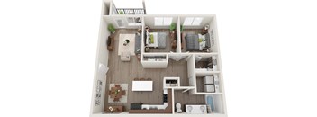 this is a 3d floor plan of a 1 bedroom apartment at the biltmore apartments
