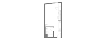 a floor plan of a small apartment with a bedroom and a living room
