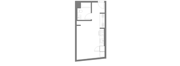 a floor plan of a small apartment with a bedroom and a living room