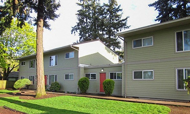 a house with a yard and a tree in front of it