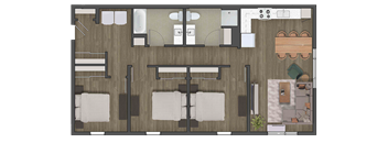 a floor plan of a three bedroom apartment