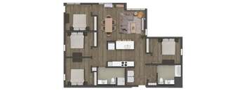 a floor plan of a four bedroom apartment