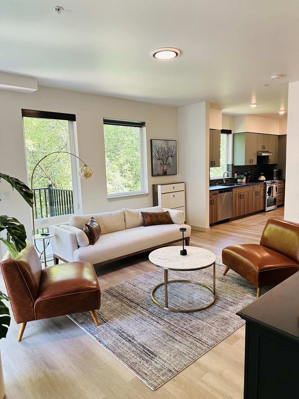a living room with a couch and a coffee table