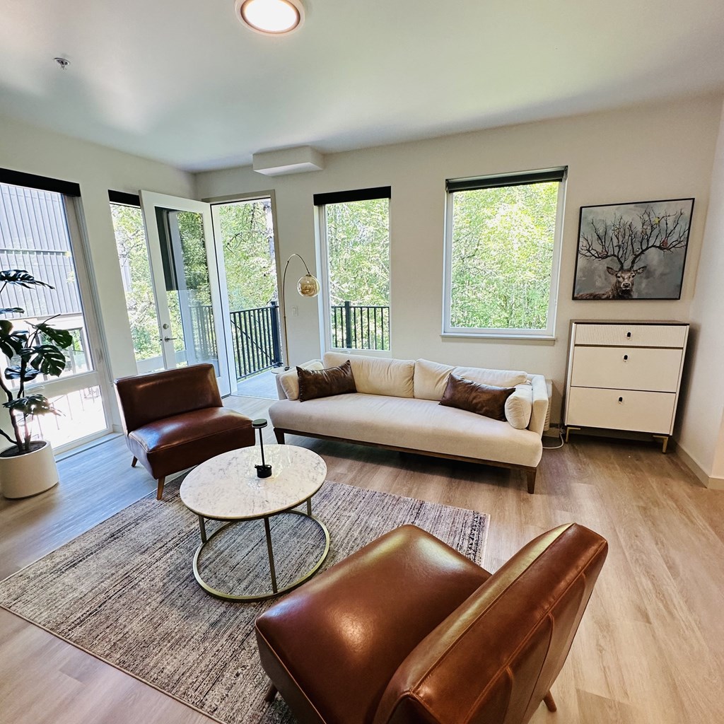 a living room with a couch and a coffee table