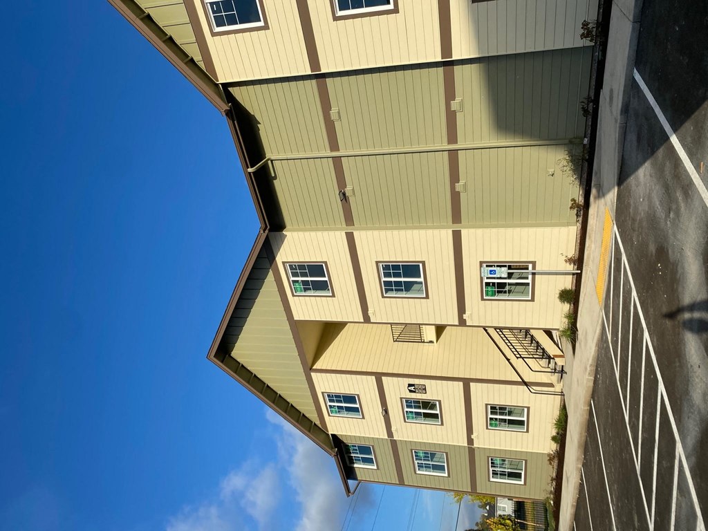 a view of a building from the ground