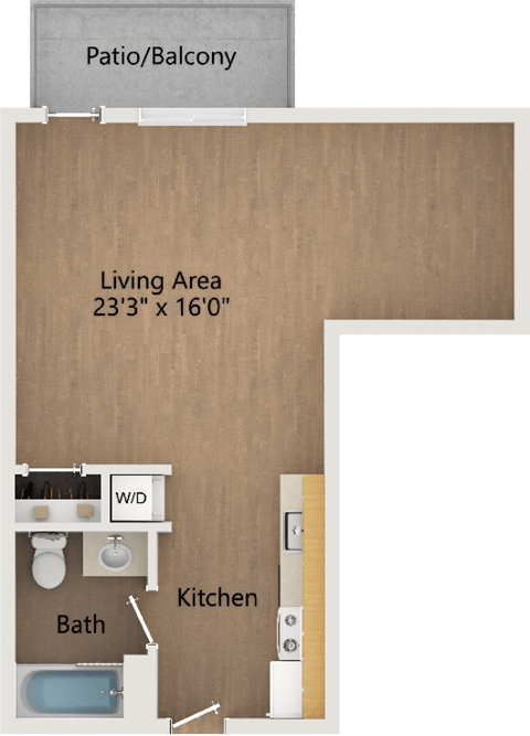 a floor plan of a living area with a bathroom and a kitchen