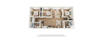 A 3D rendered image of a modern bathroom interior.