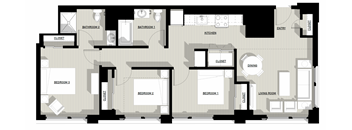 A floor plan of an apartment with various rooms labeled.