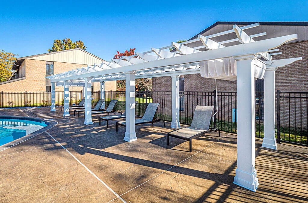 Poolside Relaxing Area at The Lakes, Allentown, PA, 18104