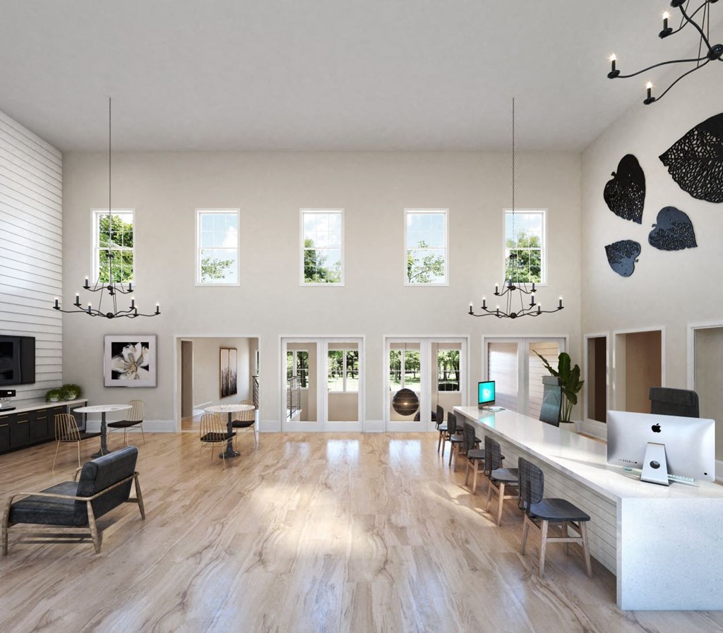 a rendering of a large room with a long desk and chairs  at Harper's Crossing, Langhorne, 19047