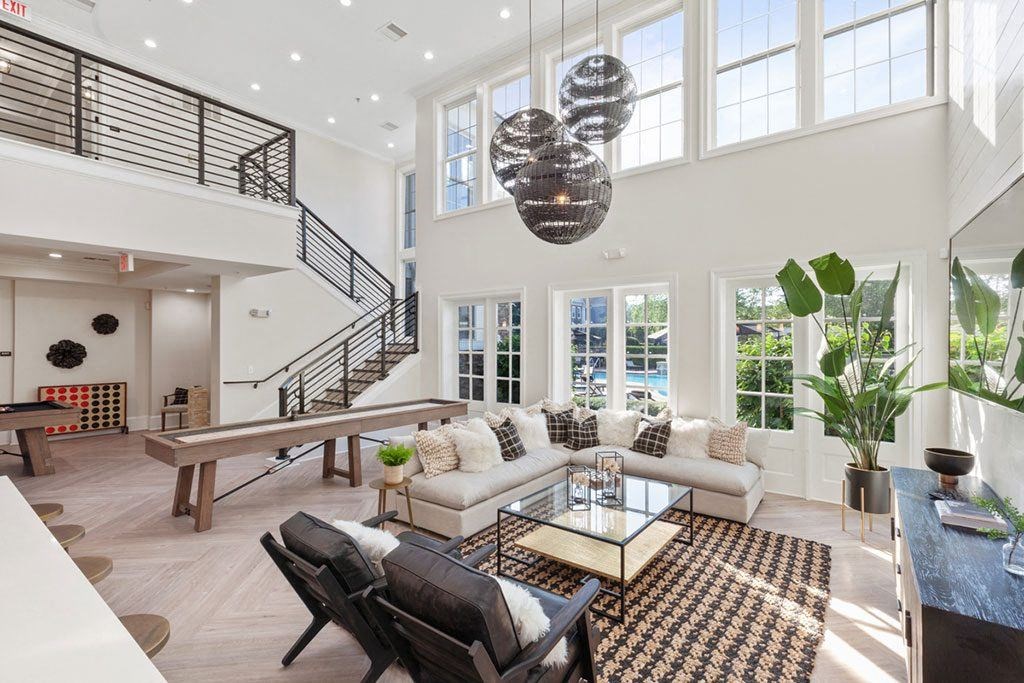 a living room filled with furniture and a large window  at Harper's Crossing, Pennsylvania, 19047