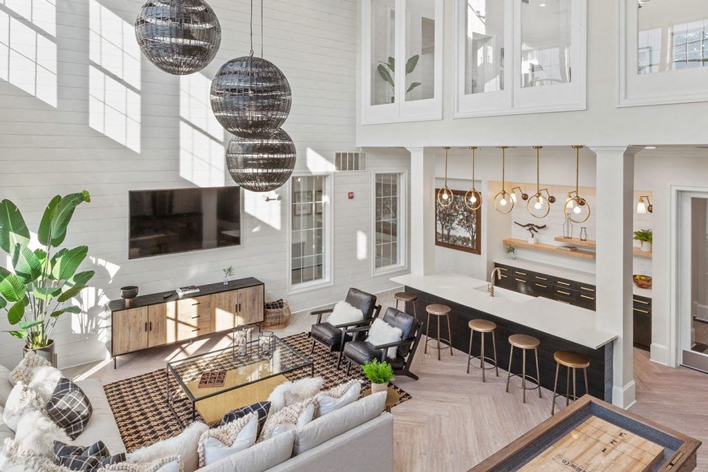 a view of the living room and kitchen from the loft  at Harper's Crossing, Langhorne, PA