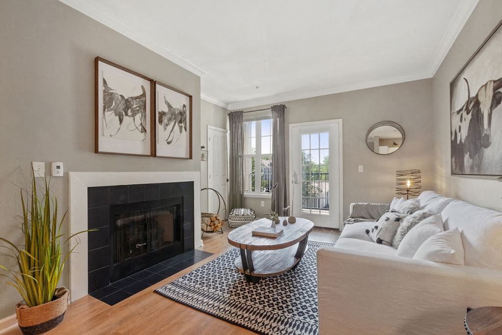 Living Room Fireplace at Harper's Crossing, Pennsylvania, 19047