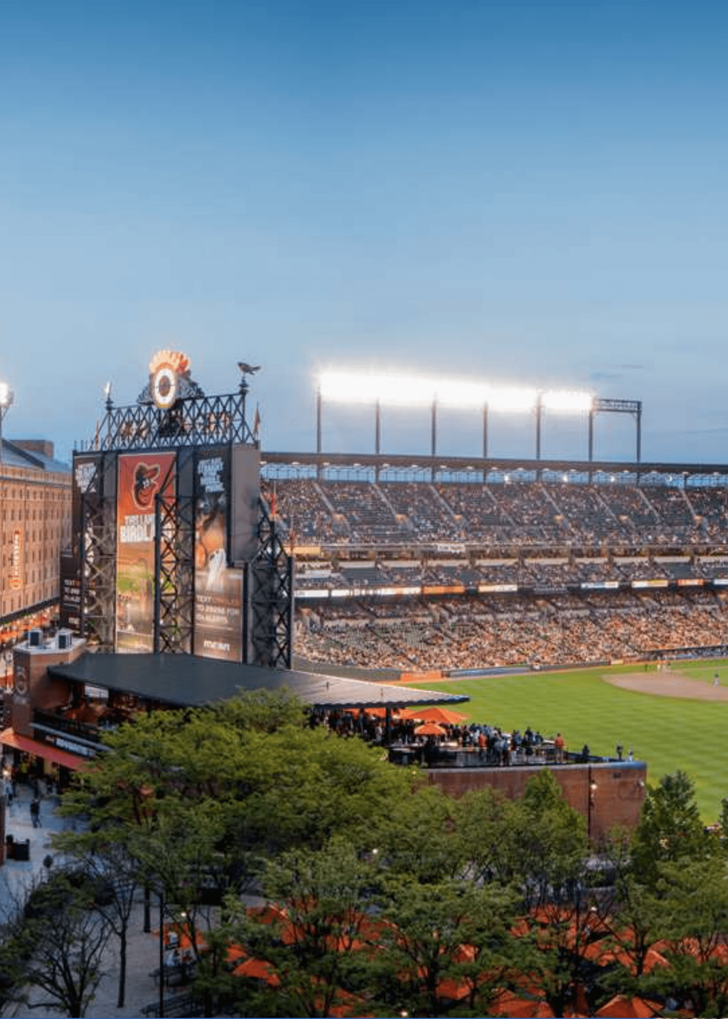 a view of the stadium and field at a baseball game