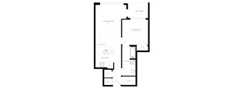 A black and white image of a floor plan for an apartment.