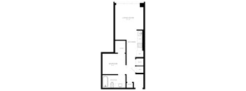 A black and white floor plan of a small apartment.