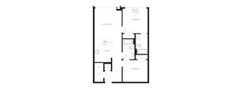 A black and white image of a floor plan for an apartment.