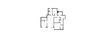 A black and white floor plan of an apartment complex.