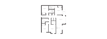 A floor plan of a house with labeled rooms such as a living room, kitchen, and dining room.
