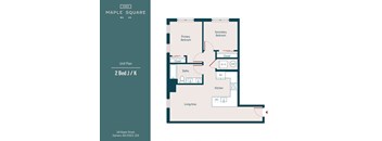 A floor plan for a 2 Bedroom, 2 Bathroom apartment at Maple Square.