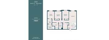 A floor plan for a 3 Bed A unit at Maple Square.