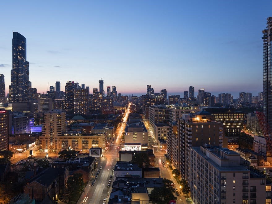 a view of the city at night