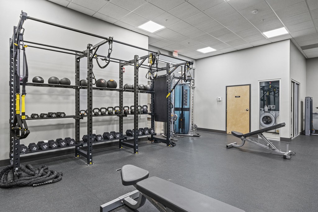 the weight room at the tower at third  at The Icon, Richmond, VA 23230