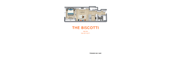 A diagram of a floor plan for a property called The Biscotti.
