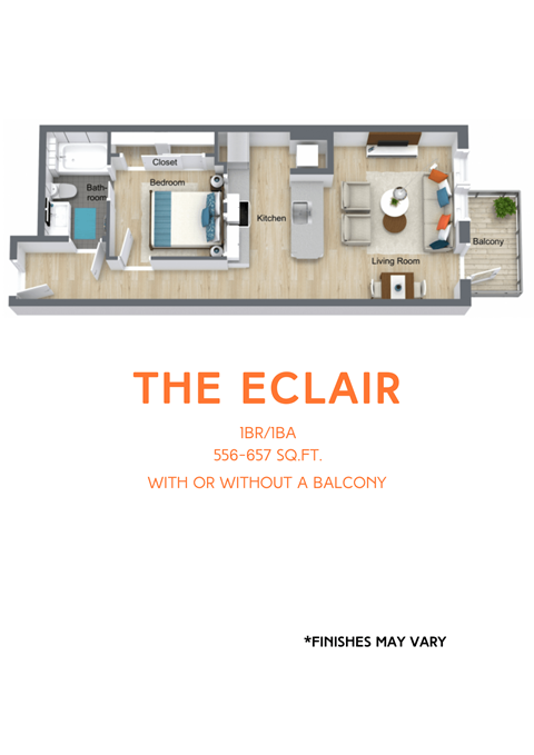 A floor plan of an apartment named The Eclair at Ibiriba.