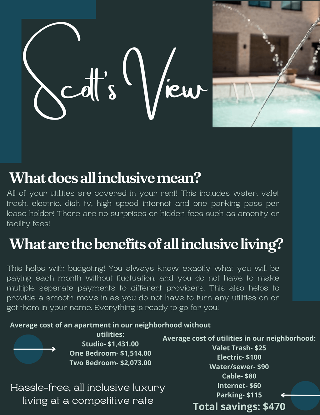 All Inclusive Benefits  at Scott's View, Richmond, VA, 23230
