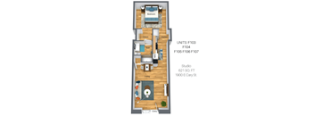 the floor plan of unit f103