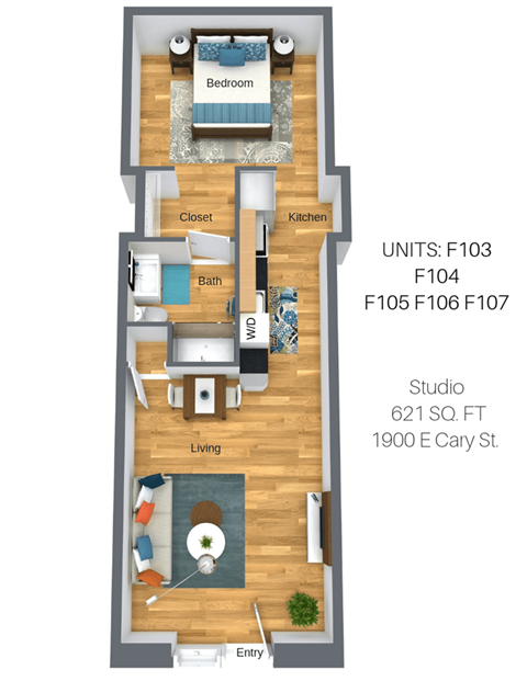 the floor plan of unit f103