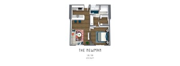 a floor plan of a room with a desk and a chair