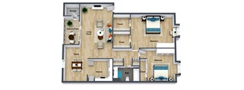 a floor plan of a house with a bedroom and a living room