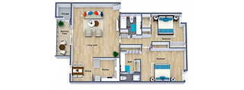 the layout of the bedroom floor plan with the furniture