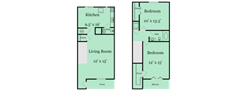 2 bed 1.5 bath floor planat Broadway at East Atlanta, Atlanta, Georgia