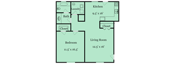 1 bed 1 bath floor plan at Broadway at East Atlanta, Atlanta, GA, 30316 