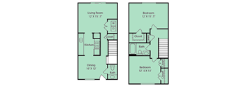 2 bed 1.5 bath floor plan C at Broadway at East Atlanta, Atlanta, Georgia