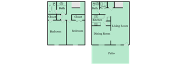 a floor plan of a house with a bedroom and a living room and a kitchen