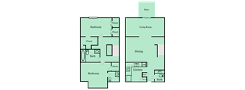 a floor plan of a living room and a bedroom