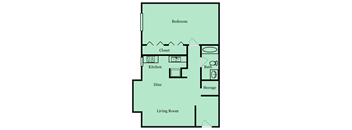 1 bed 1 bath floorplan A at Gardens at Camp Creek, Atlanta