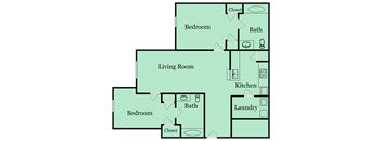 2 bed 2 bath floor plan A  at Independence Place, Hinesville