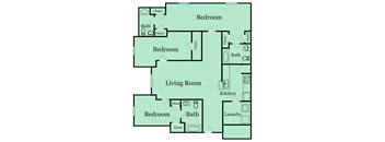 3 bed 3 bath floor plan at Independence Place, Hinesville, GA